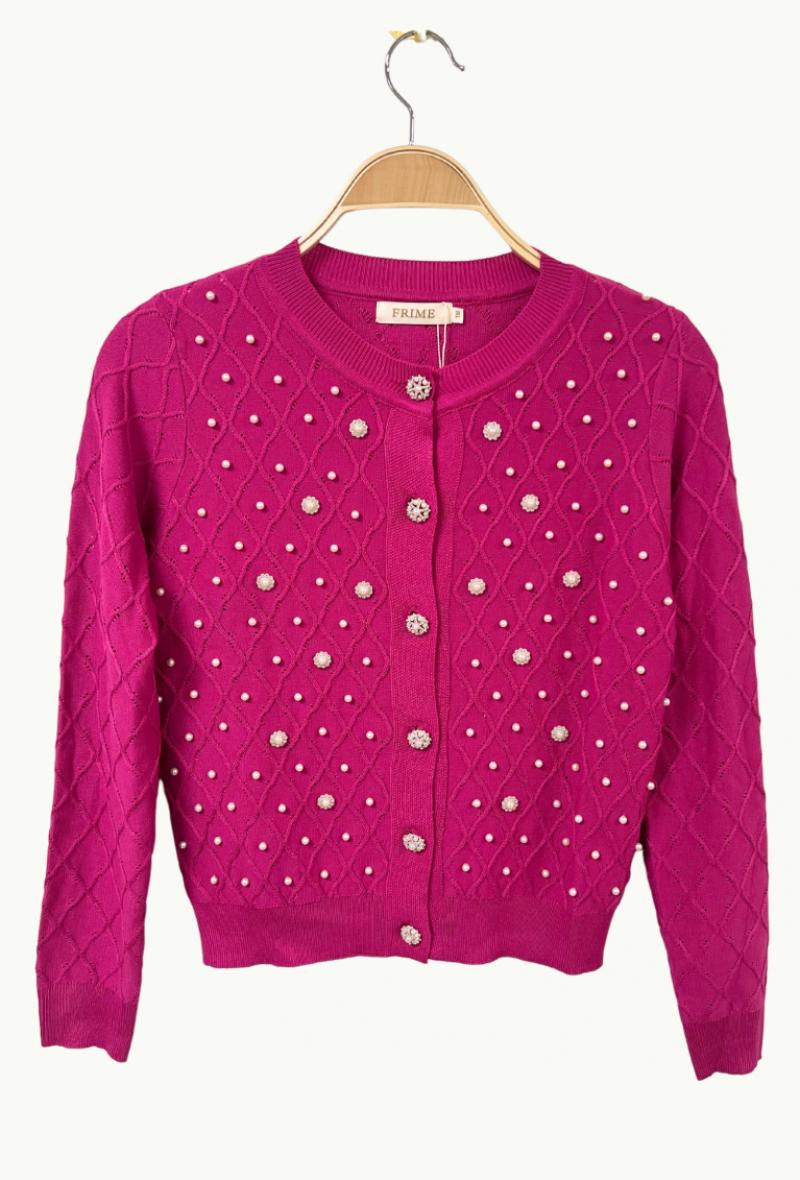 Giacchina in maglia con perline Fucsia<br />(<strong>Frime</strong>)